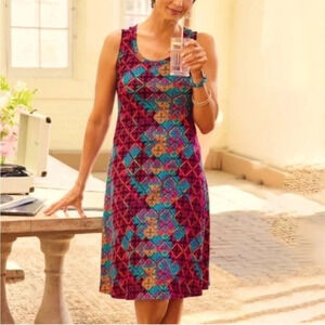 Soft Surroundings SANTIAGO SHORT DIAMOND TILE tank dress petite small pink